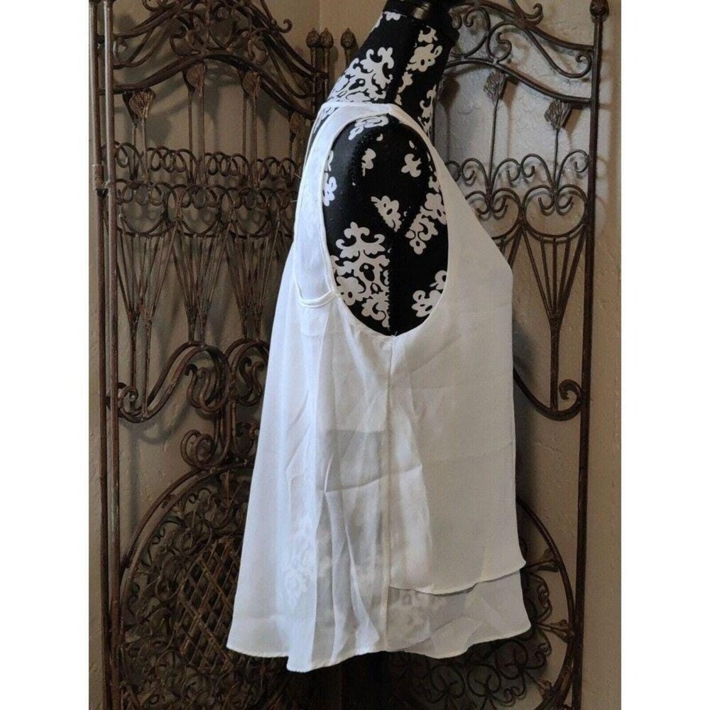 TRUE LIGHT Womens Small White Chiffon Tunic Top Layered Sleeveless Racerback NWT - Picture 4 of 5
